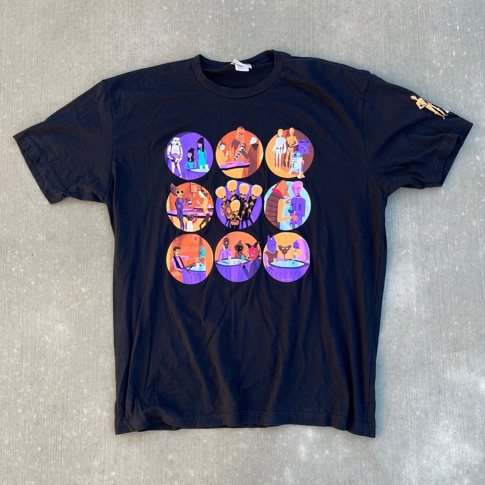 WonderGround‎ Gallery Star Wars Characters Cantina Scene Black T Shirt XLarge